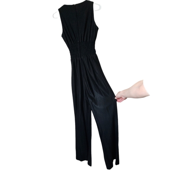 ELLEN DALE x VINTAGE 70s smocked waist jumpsuit in black - Picture 5 of 6